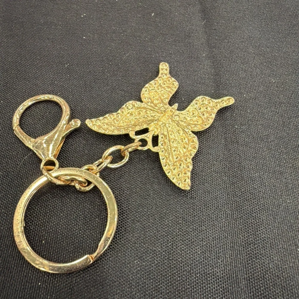 Butterfly Bows Rhinestone Key Chain Ring Charms Bling‎ Silver Gold Butterflies
